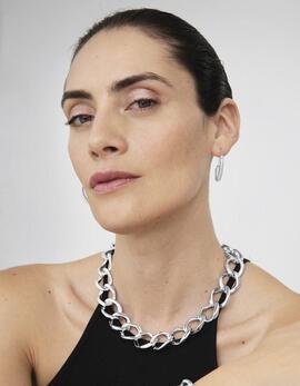 Collar LUXENTER Diraci plateado eslavones grandes