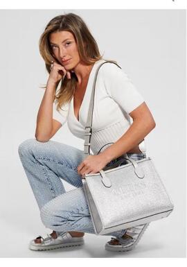 Bolso GUESS Silvana mano plateado