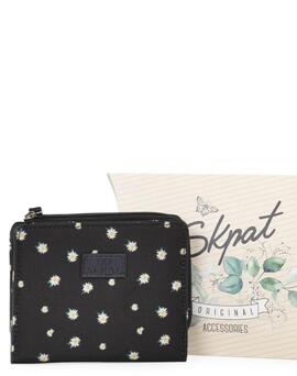 Cartera SKPAT negra margaritas blancas