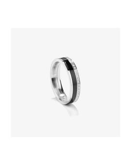 Anillo RADIANT Bitone acero tira ceramica