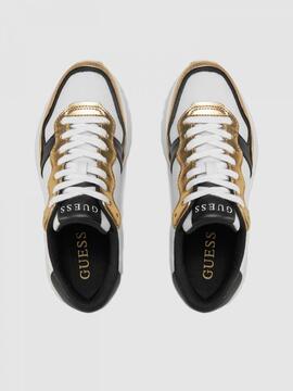 Zapatilla GUESS Whigo runner blanca dorada