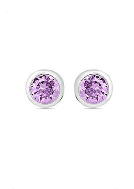 Pendientes LUXENTER Essential  plata redondo piedra morada