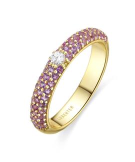 Anillo LUXENTER Ontary dorado circonitas rosas