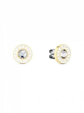 Pendientes TOMMY HILFIGER redondo dorado esmalt blanco