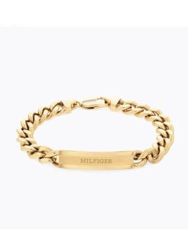 Pulsera TOMMY  dorada placa logo