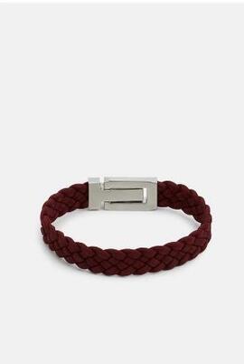 Pulsera TOMMY HILFIGER cuero trenzad roja cierre acero logo