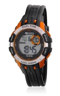 Reloj MAREA silicona negro esfers naranja digital