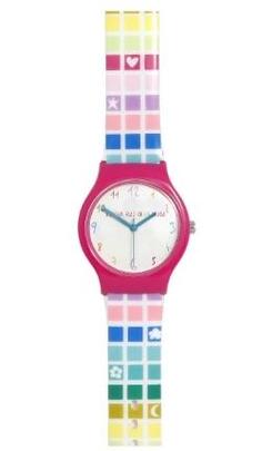 Reloj AGATHA fucsia correa estamp cuadros colores