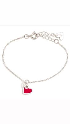 Pulsera AGATHA plata corazon fucsia