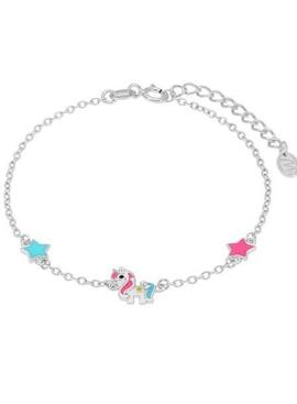 Pulsera MAREA plata unicornio y estrellas esmalte