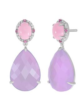 Pendientes MAREA plata piedras rosa/lila