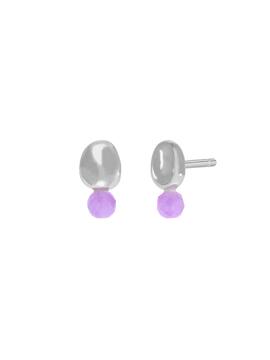 Pendientes MAREA plata bolita lila