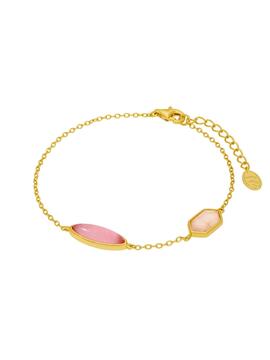 Pulsera MAREA dorada piedra rosa/blanca