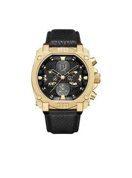 Reloj POLICE  NORWOOD cuero negro caja dorada