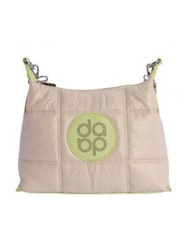 Bandolera DON ALGODON beige acolchado logo verde