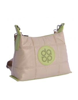 Bandolera DON ALGODON beige acolchado logo verde