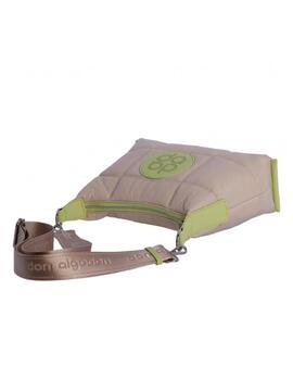 Bandolera DON ALGODON beige acolchado logo verde