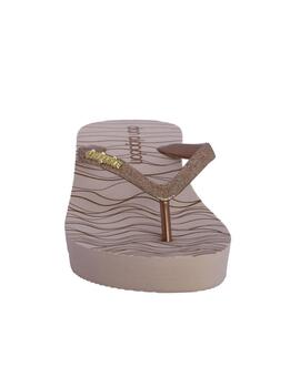 Chancla DON ALGODON con plataforma beige purpurina