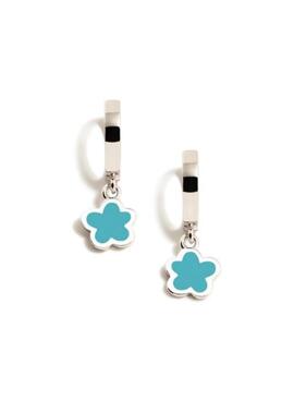 Aro AGATHA plata flor esmalte verde agua