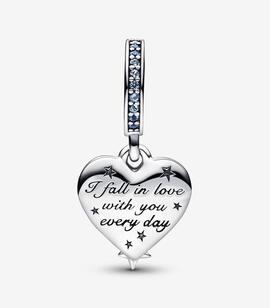 Charm PANDORA colgar Doble Corazón Estrella Fugaz