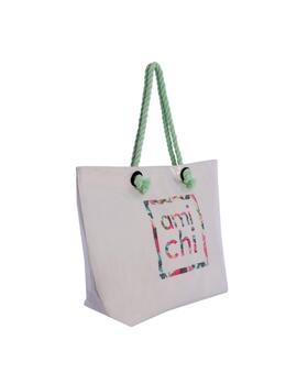 Bolso AMICHI Orosia natural logo floral