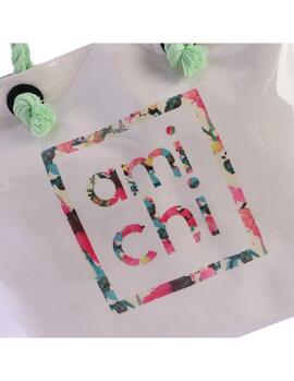 Bolso AMICHI Orosia natural logo floral