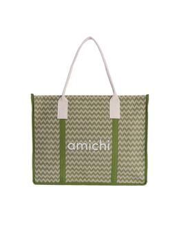 Bolso AMICHI Orquidea playa verde estampo
