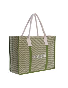 Bolso AMICHI Orquidea playa verde estampo