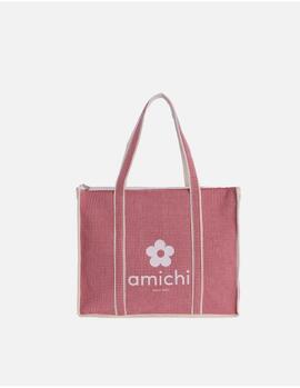 Bolso AMICHI Oria  playa cuadritos rojo
