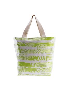 Bolso AMICHI  playa blanco hojas verdes