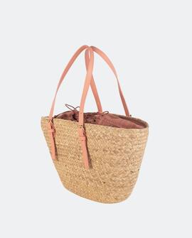 Capazo KBAS natural tiras coral