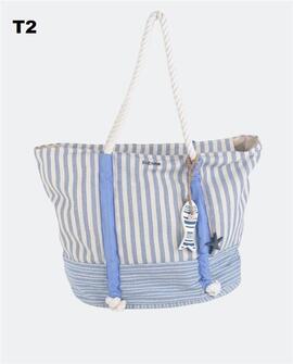 Bolso KBAS playa lona rayas llavero pez/estrella