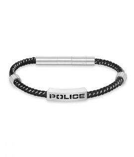 Pulsera POLICE Assault negro Chapa acero logo perforado