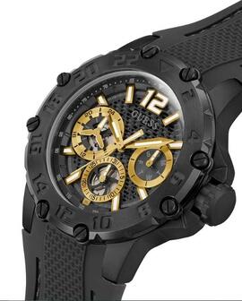Reloj GUESS silicona negro bisel acero