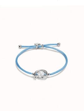 Pulsera UNO DE 50 cordon azul perla