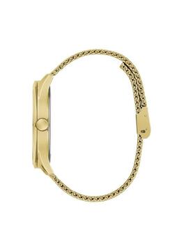 Reloj GUESS dorado correa malla bisel negro logo