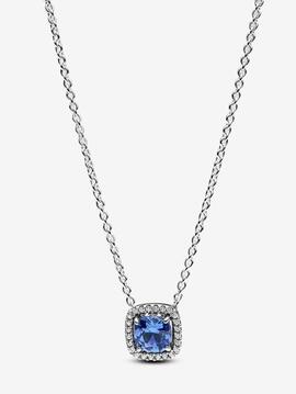 Collar PANDORA Halo Azul Cuadrado Brillante