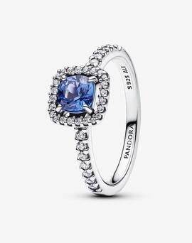 Anillo PANDORA Halo Azul Cuadrado Brillante