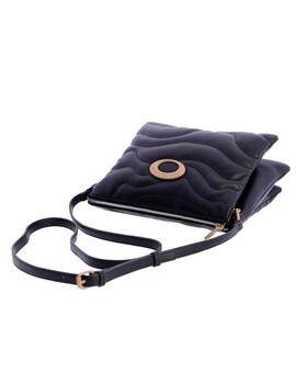 Bandolera DON ALGODON piel negra logo beige