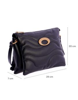Bandolera DON ALGODON piel negra logo beige