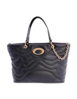 Bolso DON ALGODON  mano negro pìel logo beige