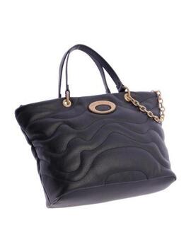 Bolso DON ALGODON  mano negro pìel logo beige