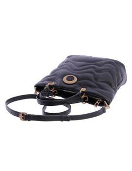 Bolso DON ALGODON  mano negro pìel logo beige