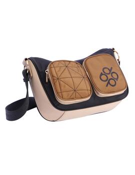 Bandolera DON ALGODON  Bergamo negra bolsillo camel