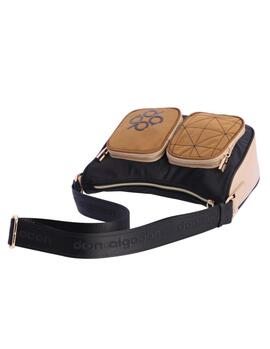 Bandolera DON ALGODON  Bergamo negra bolsillo camel