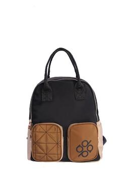 Mochila DON ALGODON negro bolsillos camel