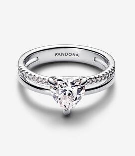 Anillo PANDORA plata Corazón Doble Banda