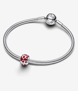 Charm Clip PANDORA Redondo Corazones rojos