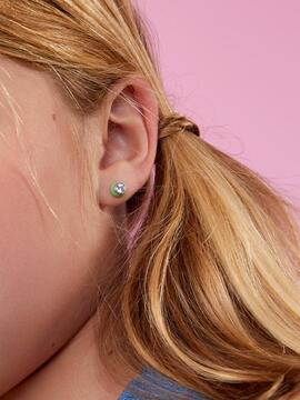 Pendiente MAREA plata circonita y esmalte verde