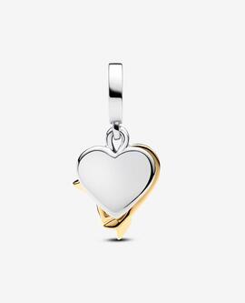 Charm PANDORA Doble Colgante Corazón Grabable y Flecha